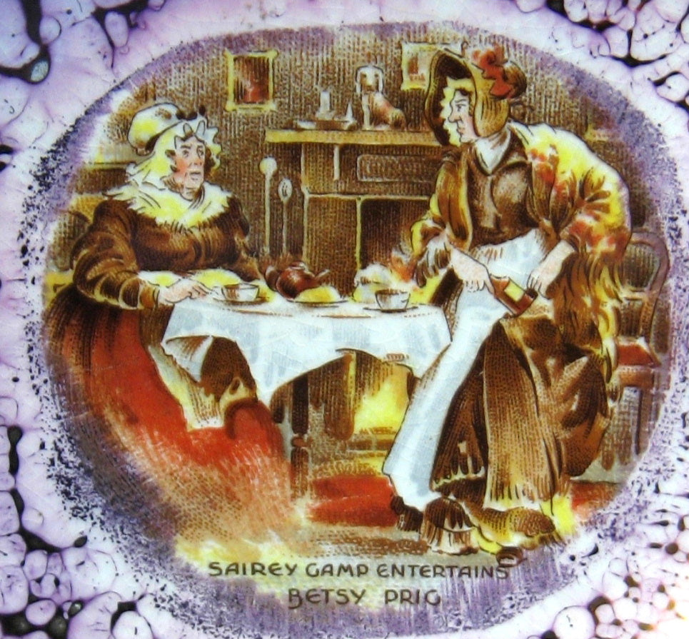 Sairey Gamp Dickens Pink Luster Ashtray Lancaster 1940s Trinket Dicken ...