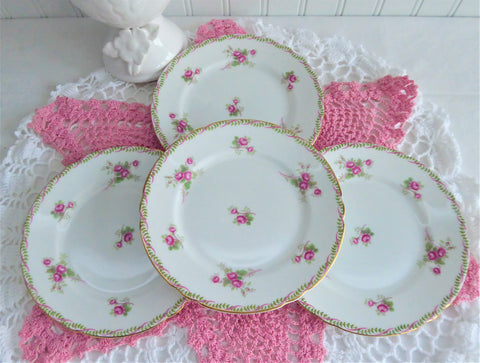 Shelley Plates 4 Bridal Rose Combo Side Plates 1940-1950s Bread