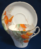 Shelley Art Deco Orange Wisteria Old Cambridge Cup And Saucer 1940s