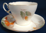 Shelley Art Deco Orange Wisteria Old Cambridge Cup And Saucer 1940s