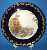 Shelley Heather Dinner Plate Cobalt Blue Gold Overlay 1950s Cabinet Plate