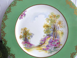 Shelley Englands Charm Dinner Plate Green Gold Overlay Large Service Plate