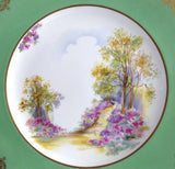 Shelley Englands Charm Dinner Plate Green Gold Overlay Large Service Plate