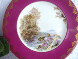 Shelley Heather Dinner Plate Magenta Gold Overlay Charger 1950s Cabinet