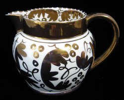 Wedgwood Gold Luster Creamer Jug 1940s Hand Painted Grapes Pitcher
