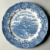 Salem English Village Blue Transferware Plate Ironstone 10 Inch Dinner