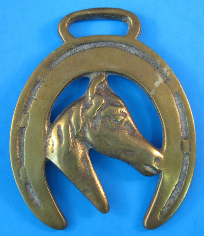 Horse Brass Horse Head In Horse Shoe Unusual Right Face 1940s
