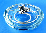 Sterling Silver Crystal Danish Modern Bowl Signed DGH Dansk Guld Håndværk