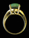 Ring 14k Gold Natural Jadeite Chinese Apple Green 3 Carats Vintage 1970s Oval Genuine Jade