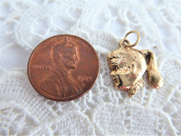 Ponytail Girl 14kt Solid Gold Charm Pendant USA 2.3 Grams 1950s 14k Little Girl Profile