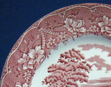 Red Transferware Salad Plate Barratts England Old Castle 1950s Ironstone 8 Inch