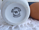 Boxed Egg Coddler Pair Royal Worcester Birds Single 1950 Porcelain Chrome