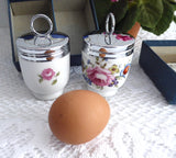 Boxed Egg Coddler Pair Royal Worcester Bournemouth Single 1950 Floral