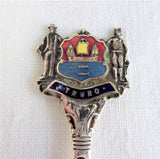 Set Souvenir Spoons 3 England Cornwall France 2 Enamel Crest Finials 1950s Silverplate