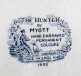 Myott The Hunter Blue Transfer Dinner Plate Ironstone Blue Transferware 1950s