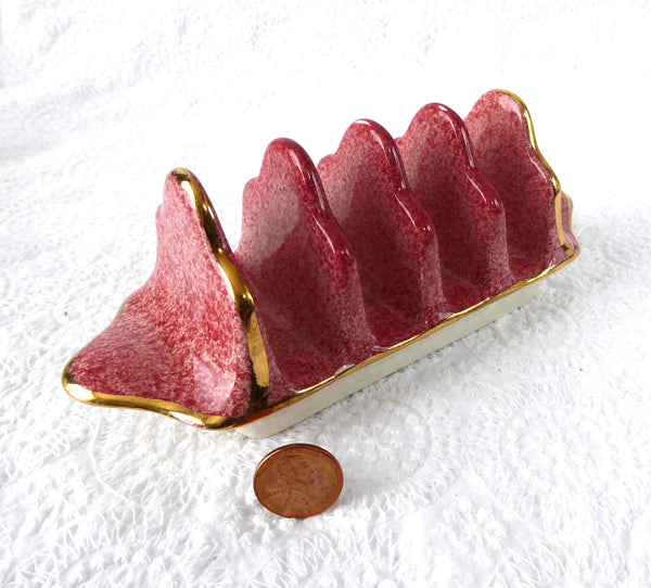Toast Rack Royal Winton Grimwades Pink Mottled Marble 4 Slice 1950s