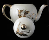 Teapot Large Vintage Sadler Gold Flowers Tea Pot 1950s White And Gold