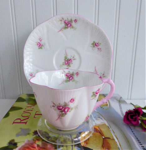 Cup and Saucer Shelley Dainty Bridal Rose 1950s Teacup Rose Spray