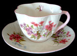 Shelley Stocks Cup and Saucer Dainty Shape 1950s Pink And White