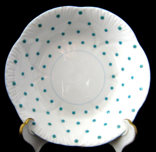 Shelley Dainty Polka Dot Fruit Bowl Sauce Turquoise 1950s Side Bowl