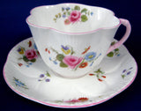Shelley China Cup And Saucer Dainty Rose Red Daisy 1950s