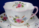 Shelley China Cup And Saucer Dainty Rose Red Daisy 1950s