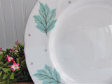 Shelley Drifting Leaves Dinner Plate Charger 1950s Aqua Platinum 10.25 Inch