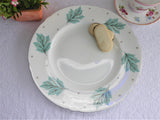 Shelley Drifting Leaves Dinner Plate Charger 1950s Aqua Platinum 10.25 Inch