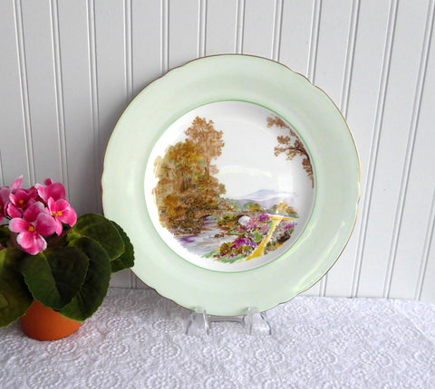 Shelley Dinner Plate Heather Green Bone China Charger England 1950s Cabinet
