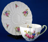 Shelley Cup And Saucer Hulmes Rose Ludlow Green Trim 1940-1966