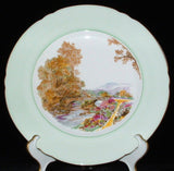 Shelley Dinner Plate Heather Green Bone China Charger England 1950s Cabinet