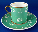 Shelley England Green Mocha Cup And Saucer Stencil 1950s Demitasse