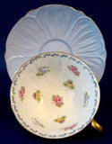 Shelley Oleander Blue Rose Pansy FMNot Cup And Saucer