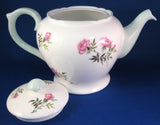 Shelley Tea Pot Eglantine Pink Blossoms Teapot 1950s Green Trim Henley Perth Shape