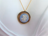 Cupid Wedgwood Necklace Pin Convertible Blue And White Jasper Cupid 1950s GF