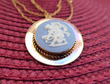 Cupid Wedgwood Necklace Pin Convertible Blue And White Jasper Cupid 1950s GF