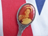 1950s English Souvenir Spoons Queen Mother Union Jack Celluloid Bubbles Silver Plate