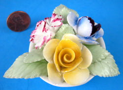 Vintage 1950s Staffordshire Flower Posy Bone China Bowl Hand Made Paperweight
