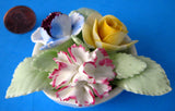 Vintage 1950s Staffordshire Flower Posy Bone China Bowl Hand Made Paperweight