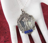 English Hallmarked Fob Medal Sterling Silver Waltz Dance Necklace 1952 IDMA