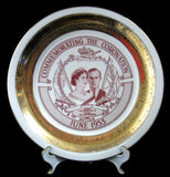 Plate Coronation Queen Elizabeth II Collingwood Canada 1953 Red And Gold