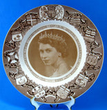 Queen Elizabeth II Coronation Plate Clarice Cliff Sepia 1953 For Canada