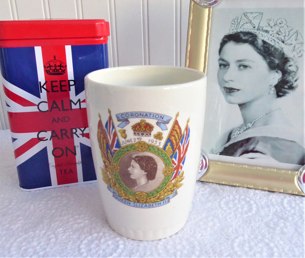 Beaker Queen Elizabeth II Coronation Cup 1953 Nelson Ware White Horse Of Kent