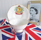 Coronation Queen Elizabeth II Cup And Saucer Cipher Pedestal 1953 Rosina Gold Profile
