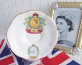 Coronation Queen Elizabeth II Cup And Saucer Cipher Pedestal 1953 Rosina Gold Profile