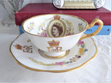 Coronation Queen Elizabeth II Cup And Saucer Photo United Kingdom Flowers 1953 Rosina