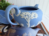 Wedgwood Jasperware Teapot 1953 Large Ceres Offering To Peace 6 Cups Blue and White