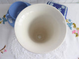 Wedgwood Queens Ware Vase Blue Grapevine On White Tall 6.5 Inches 1956