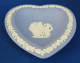 Wedgwood Jasperware 3 Graces Heart Dish Blue And White Acorn Border