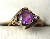 Pretty 10kt Gold Ring Vintage Pink Topaz Faux Diamonds 1960s Florentine Finish 10k